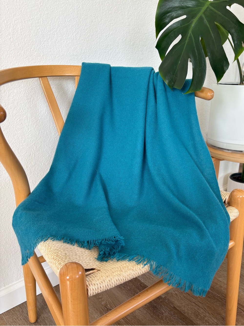 NWOT Furla Cashmere Large Scarf /Shawl in Turquoise Blue